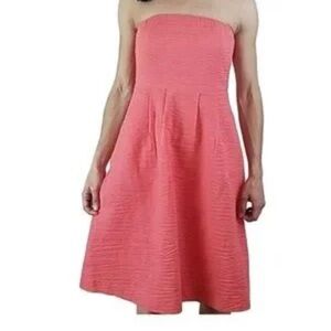 Vintage I Crew Strapless Coral Midi Dress Y2K cotton size 6